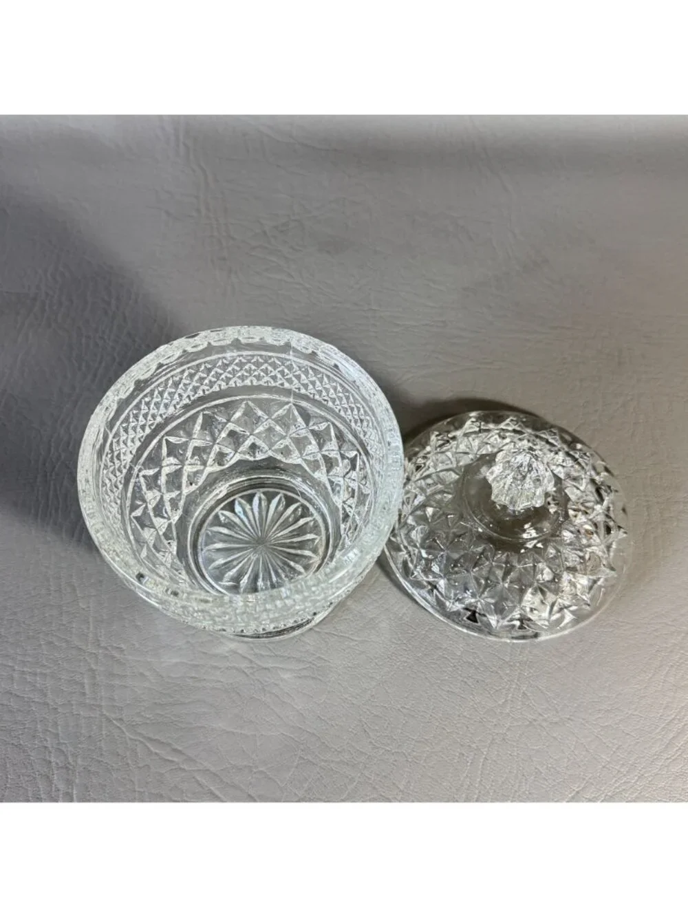 Vintage Anchor Hocking Wexford Clear Glass Covered Small Candy Dish Sugar Bowl